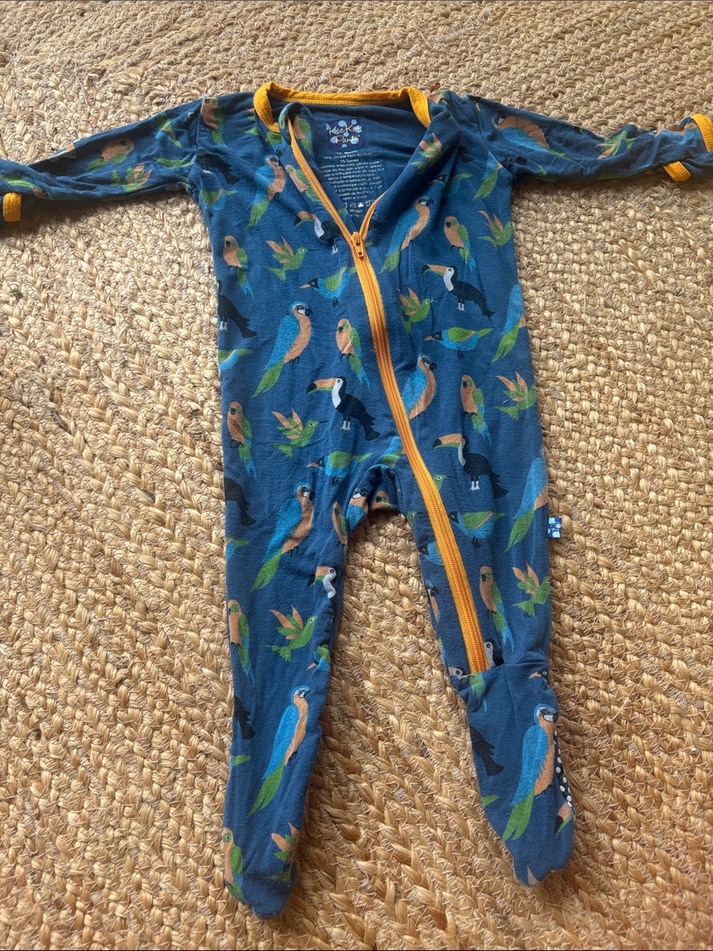 Kickee Pants Blue Parrot Footie